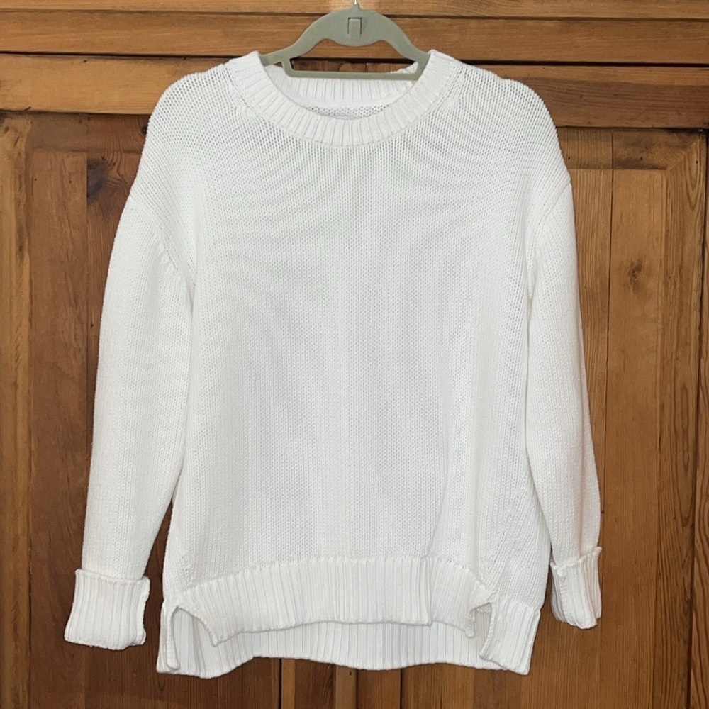 Daily Ritual Soft Cotton White Knit Sweater Sz. XL